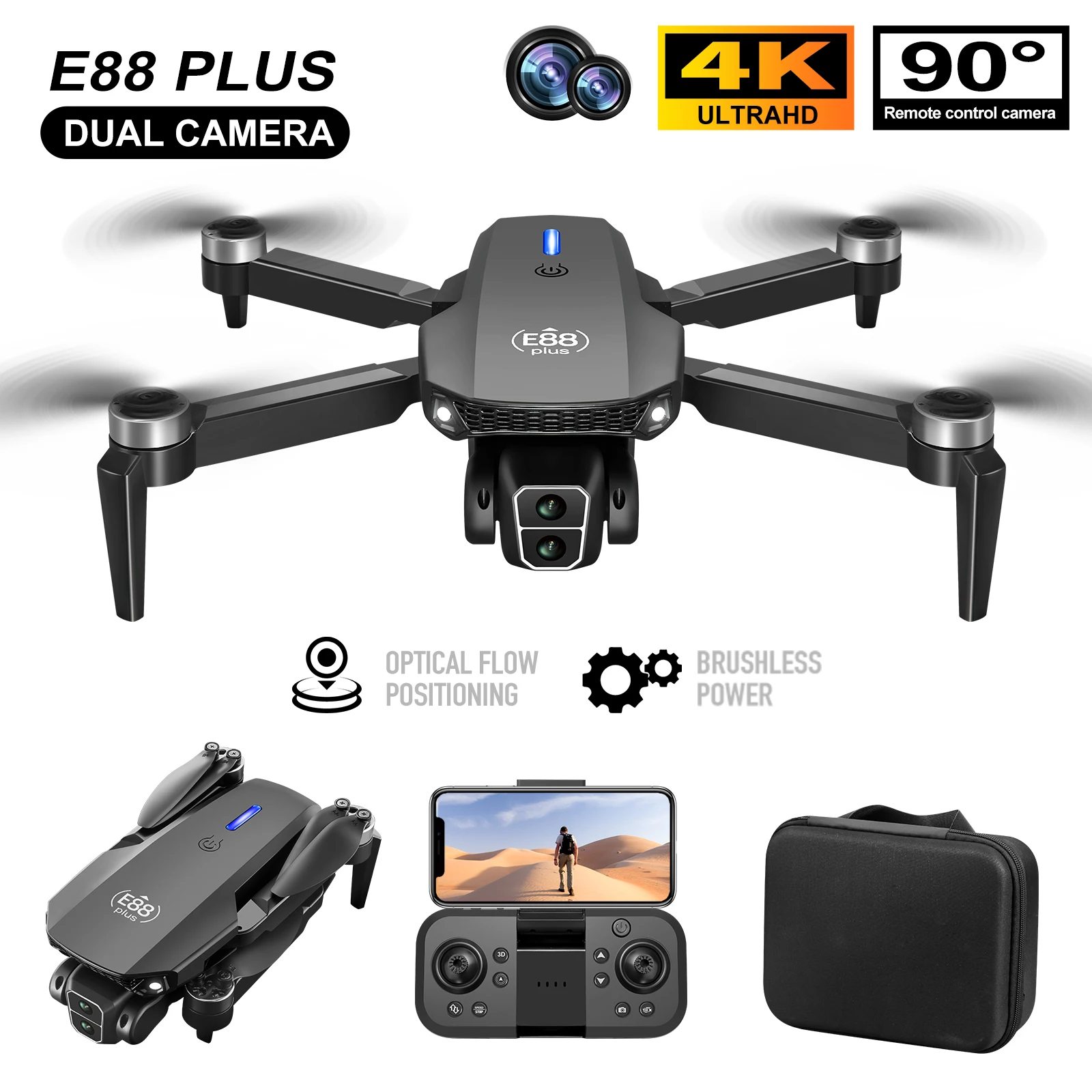 Drone Lidar - Novo drone quadricóptero E88 Plus: 90