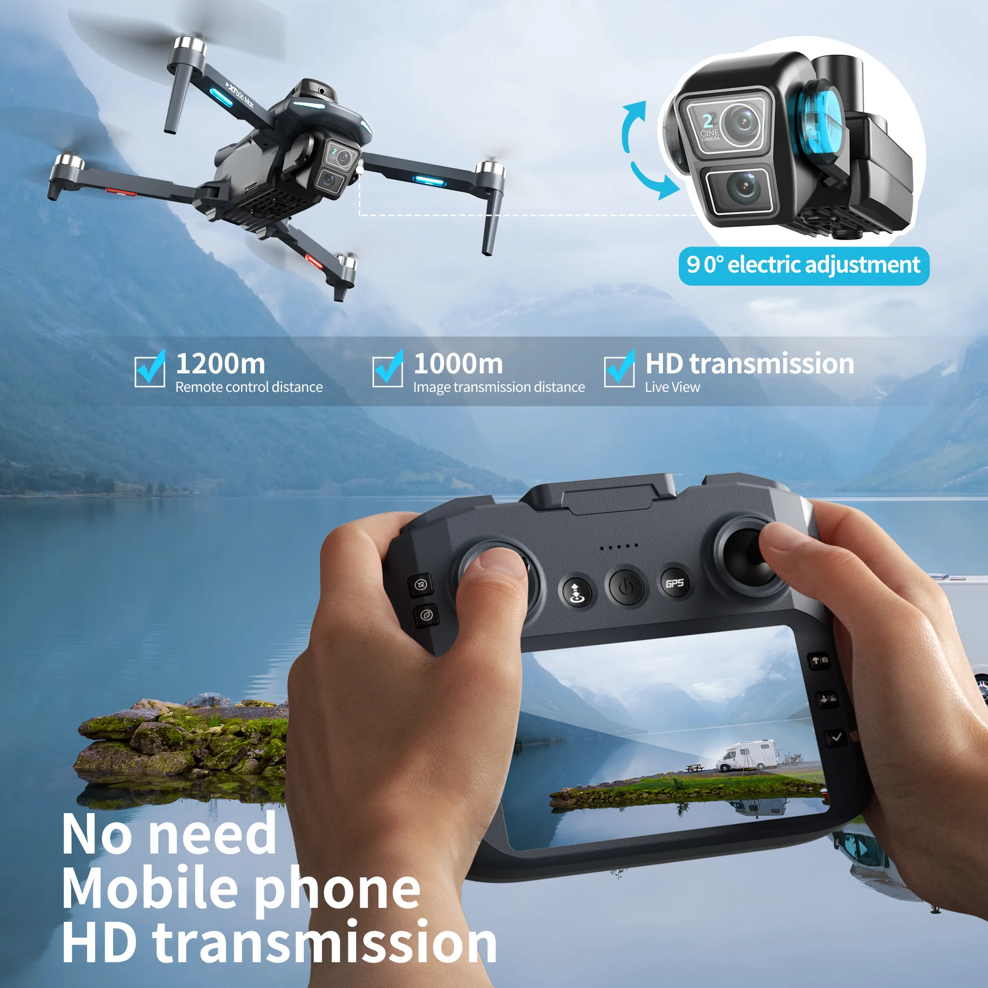 Drone Original XT606 MAX GPS 4 - Drone Surveying avaliação e preço